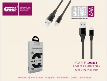 GMR PREMIUM CABLE  NYLN LIGHTNING 2,4A 200CM