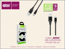 GMR PREMIUM CABLE NYLN MICROUSB 2,4A 200CM