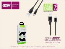GMR PREMIUM CABLE NYLN MICROUSB 2,4A 100CM